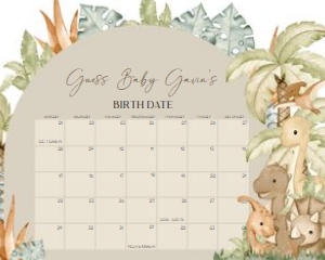 666 Neutral Hello Baby Dinosaur Baby Shower Calendar 20x16: 666 Neutral Hello Baby Dinosaur Baby Shower Mega Bundle