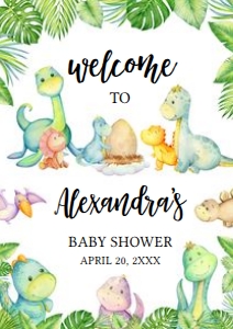 667 Cute Dinosaur Baby Shower Welcome Sign A2: 667 Cute Dinosaur Baby Shower Welcome Sign