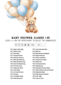 672 Blue Balloons Bear Baby Shower Games Bundle 2: 672 Blue Balloons Bear Baby Shower Games