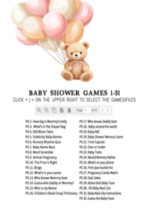 673 Pink Balloons Bear Baby Shower Games design preview