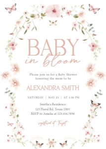674 Baby in Bloom Baby Shower Invitation: 674 Baby in Bloom Baby Shower Invitation