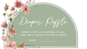 676 Boho Sage Green Baby in Bloom Baby Shower Diaper Raffle: 676 Boho Sage Green Baby in Bloom Baby Shower Invitation Set