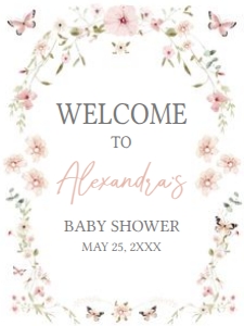 674 Baby in Bloom Baby Shower Welcome Sign 18x24: 674 Baby in Bloom Baby Shower Welcome Sign