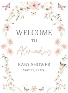 674 Baby in Bloom Baby Shower Welcome Sign 11X15: 674 Baby in Bloom Baby Shower Welcome Sign