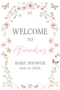 674 Baby in Bloom Baby Shower Welcome Sign 20x30: 674 Baby in Bloom Baby Shower Welcome Sign
