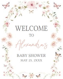 674 Baby in Bloom Baby Shower Welcome Sign 16x20: 674 Baby in Bloom Baby Shower Welcome Sign