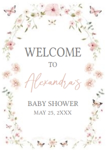674 Baby in Bloom Baby Shower Welcome Sign A2: 674 Baby in Bloom Baby Shower Welcome Sign