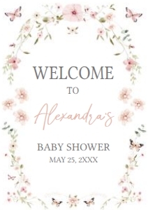 674 Baby in Bloom Baby Shower Welcome Sign A3: 674 Baby in Bloom Baby Shower Welcome Sign