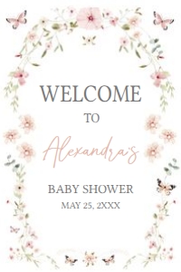 674 Baby in Bloom Baby Shower Welcome Sign 24x36: 674 Baby in Bloom Baby Shower Welcome Sign