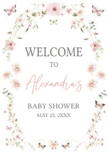 674 Baby in Bloom Baby Shower Welcome Sign A4: 674 Baby in Bloom Baby Shower Welcome Sign