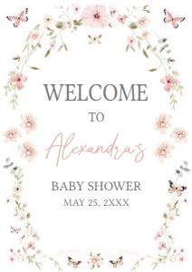 674 Baby in Bloom Baby Shower Welcome Sign A1: 674 Baby in Bloom Baby Shower Welcome Sign