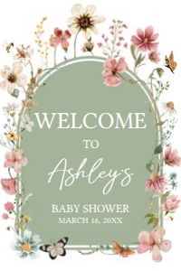 676 Boho Sage Green Baby in Bloom Baby Shower Welcome Sign 24x36: 676 Boho Sage Green Baby in Bloom Baby Shower Mega Bundle