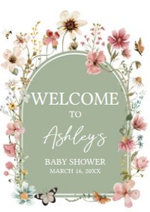 676 Boho Sage Green Baby in Bloom Baby Shower Welcome Sign A3: 676 Boho Sage Green Baby in Bloom Baby Shower Mega Bundle
