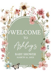 676 Boho Sage Green Baby in Bloom Baby Shower Welcome Sign A2: 676 Boho Sage Green Baby in Bloom Baby Shower Mega Bundle