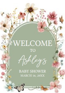 676 Boho Sage Green Baby in Bloom Baby Shower Welcome Sign A4: 676 Boho Sage Green Baby in Bloom Baby Shower Mega Bundle