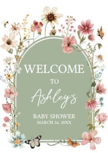 676 Boho Sage Green Baby in Bloom Baby Shower Welcome Sign A1: 676 Boho Sage Green Baby in Bloom Baby Shower Mega Bundle