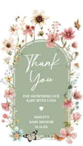 676 Boho Sage Green Baby in Bloom Baby Shower Favor Tag design preview