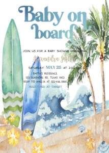 677 Baby on Board  Baby Shower Invitation: 677 Baby on Board Baby Shower Invitation