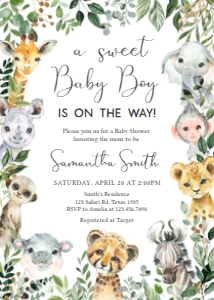 678 Greenery Jungle Safari Baby Shower Invitation: 678 Greenery Jungle Safari Baby Shower Invitation Set