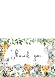 678 Greenery Jungle Safari Baby Shower Thank you Card: 678 Greenery Jungle Safari Baby Shower Invitation Set