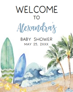 677 Baby on Board Baby Shower Welcome Sign 16x20: 677 Baby on Board Baby Shower Welcome Sign