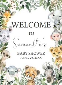 678 Greenery Jungle Safari Baby Shower Welcome Sign design preview