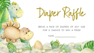 680 Greenery Boy Dinosaur Baby Shower Diaper Raffle: 680 Greenery Boy Dinosaur Baby Shower Invitation Set