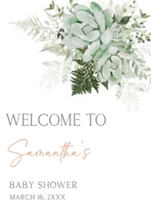 679 Greenery Succulent Baby in Bloom Baby Shower Welcome Sign A4: 679 Greenery Succulent Baby in Bloom Baby Shower Welcome Sign
