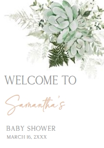 679 Greenery Succulent Baby in Bloom Baby Shower Welcome Sign A2: 679 Greenery Succulent Baby in Bloom Baby Shower Welcome Sign