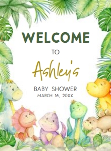680 Greenery Boy Dinosaur Baby Shower Welcome Sign 11x15: 680 Greenery Boy Dinosaur Baby Shower Welcome Sign