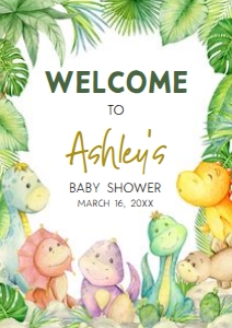 680 Greenery Boy Dinosaur Baby Shower Welcome Sign A2: 680 Greenery Boy Dinosaur Baby Shower Welcome Sign