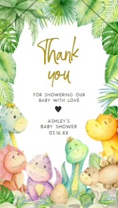 680 Greenery Boy Dinosaur Baby Shower Favor Tag with Line: 680 Greenery Boy Dinosaur Baby Shower Favor Tag