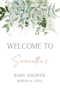 681 Succulent Baby in Bloom Baby Shower Welcome Sign 20x30: 681 Succulent Baby in Bloom Baby Shower Welcome Sign