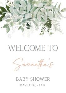 681 Succulent Baby in Bloom Baby Shower Welcome Sign A4: 681 Succulent Baby in Bloom Baby Shower Welcome Sign