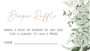 681 Succulent Baby in Bloom Baby Shower Diaper Raffle: 681 Succulent Baby in Bloom Baby Shower Invitation Set
