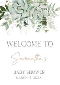 681 Succulent Baby in Bloom Baby Shower Welcome Sign A1: 681 Succulent Baby in Bloom Baby Shower Welcome Sign