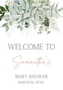 681 Succulent Baby in Bloom Baby Shower Welcome Sign A3: 681 Succulent Baby in Bloom Baby Shower Welcome Sign