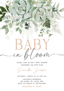 681 Succulent Baby in Bloom Baby Shower Invitation: 681 Succulent Baby in Bloom Baby Shower Invitation Set