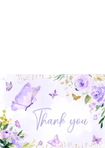 682 Gold Purple Butterfly Baby Shower Thank you Card: 682 Gold Purple Butterfly Baby Shower Invitation Set