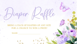 682 Gold Purple Butterfly Baby Shower Diaper Raffle: 682 Gold Purple Butterfly Baby Shower Invitation Set