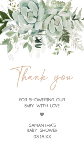681 Succulent Baby in Bloom Baby Shower Favor Tag design preview