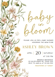 685 Wildflower Baby in Bloom Baby Shower Invitation: 685 Wildflower Baby in Bloom Baby Shower Invitation Set