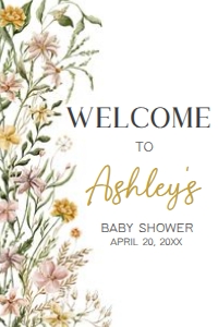 685 Wildflower Baby in Bloom Baby Shower Welcome Sign 20x30: 685 Wildflower Baby in Bloom Baby Shower Welcome Sign