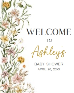 685 Wildflower Baby in Bloom Baby Shower Welcome Sign 16x20: 685 Wildflower Baby in Bloom Baby Shower Welcome Sign