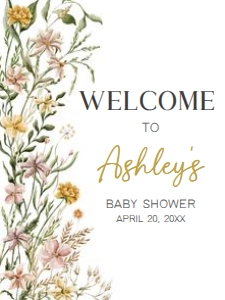 685 Wildflower Baby in Bloom Baby Shower Welcome Sign 18x24: 685 Wildflower Baby in Bloom Baby Shower Welcome Sign
