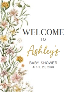 685 Wildflower Baby in Bloom Baby Shower Welcome Sign 11x15: 685 Wildflower Baby in Bloom Baby Shower Welcome Sign