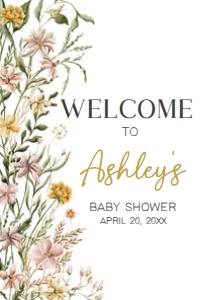 685 Wildflower Baby in Bloom Baby Shower Welcome Sign 24x36: 685 Wildflower Baby in Bloom Baby Shower Welcome Sign