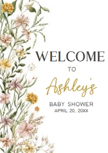 685 Wildflower Baby in Bloom Baby Shower Welcome Sign A4: 685 Wildflower Baby in Bloom Baby Shower Welcome Sign