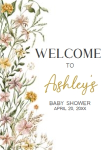685 Wildflower Baby in Bloom Baby Shower Welcome Sign A2: 685 Wildflower Baby in Bloom Baby Shower Welcome Sign