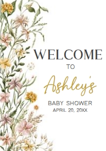 685 Wildflower Baby in Bloom Baby Shower Welcome Sign A3: 685 Wildflower Baby in Bloom Baby Shower Welcome Sign
